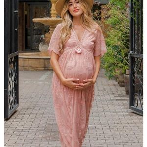 Pinkblush pink lace maxi dress
